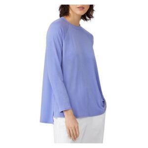 EILEEN FISHER Womens Purple Raglan Sleeve Crew Neck Above The Knee Shift Dress M